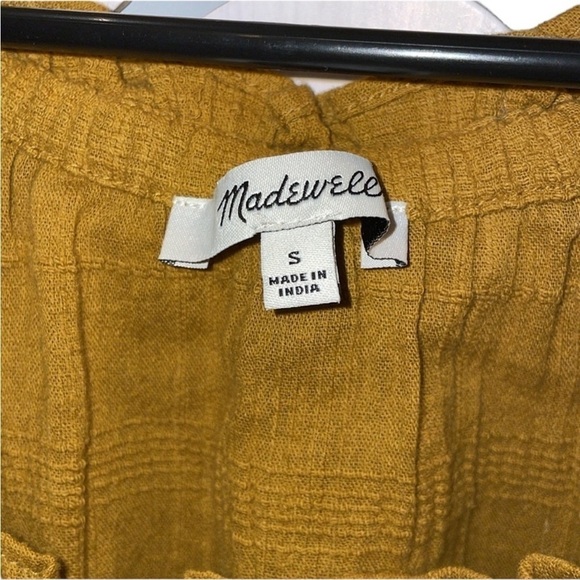 Madewell Blouse Long Fitted Sleeves Ruffle Detail-Mustard- Small - Picture 7 of 7
